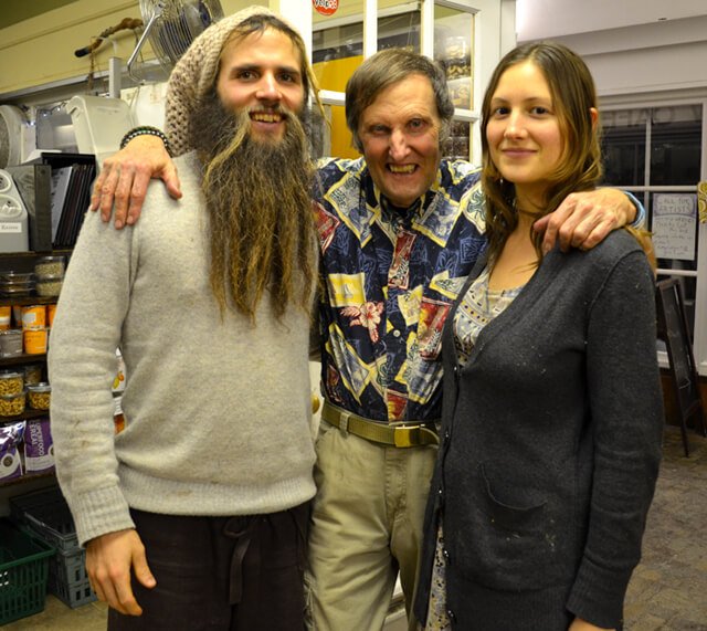 Matthew David and Julie Kersey pose with Arnold Kauffman at Arnold's Way