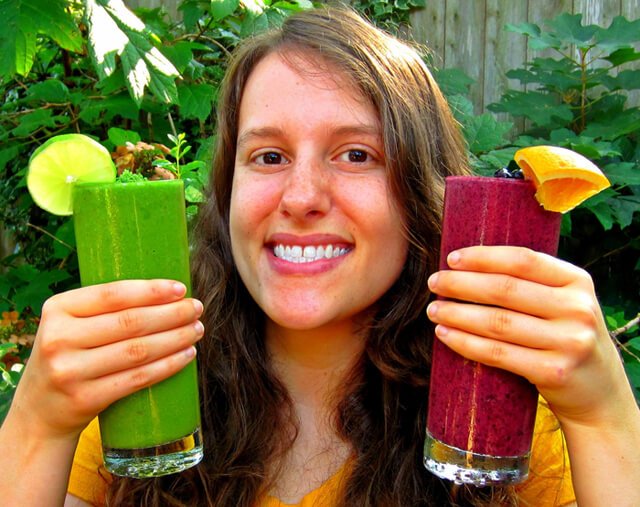 Swayze Foster holds two smoothies