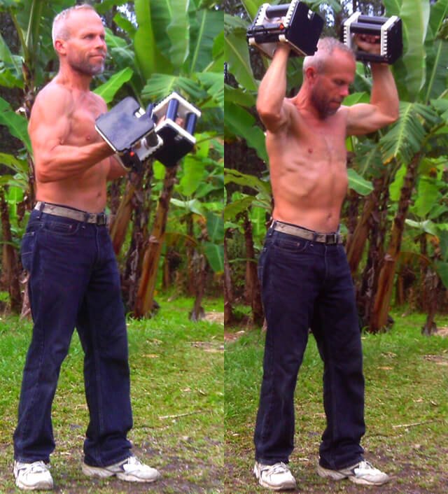 Charlie Abel demonstrating proper standing position for lifting weights