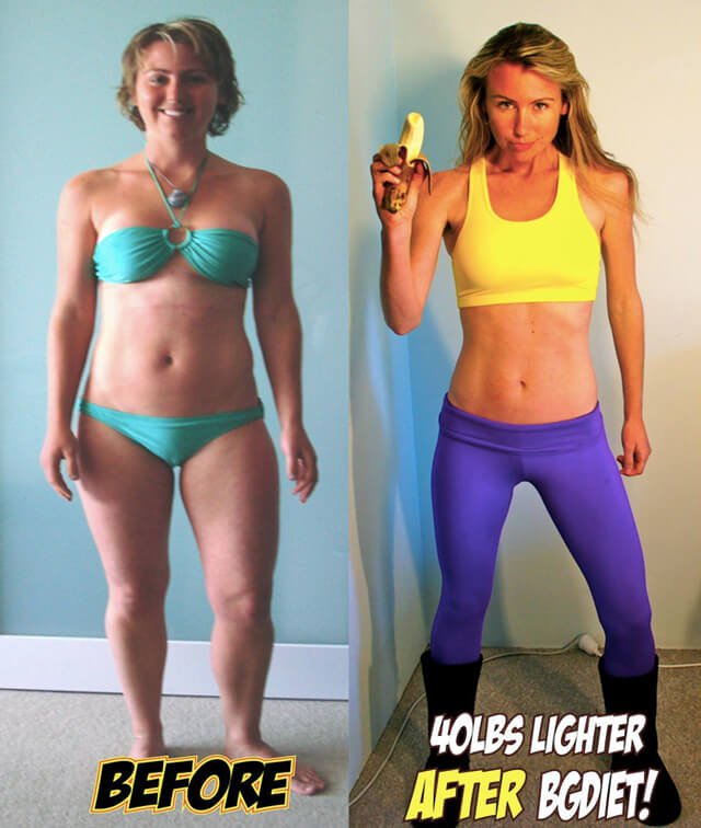 Freelee before and after losing 40 pounds on a raw food diet
