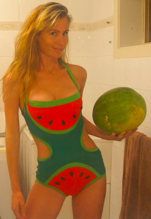 Freelee holding a watermelon