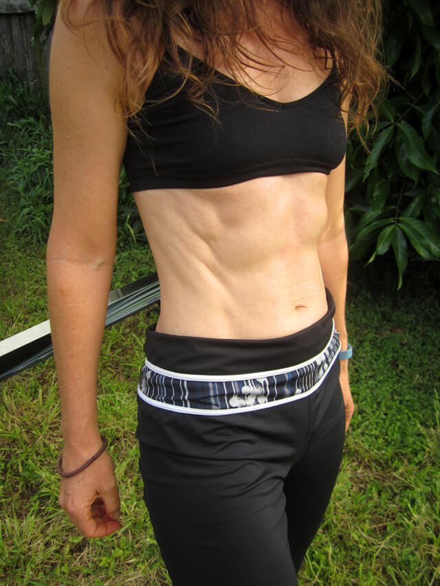 Closeup photograph of Janie Gardener's abs