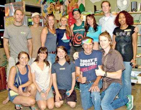 Guests at the July 2011 potluck at Arnold's Way with Harley "Durianrider" Johnstone and Freelee