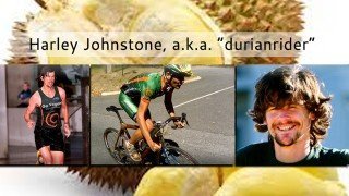 Harley Johnstone, a.k.a. "Durianrider," photographed running and cycling