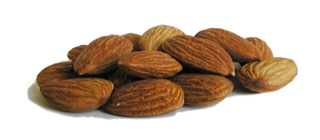 Almonds against white background
