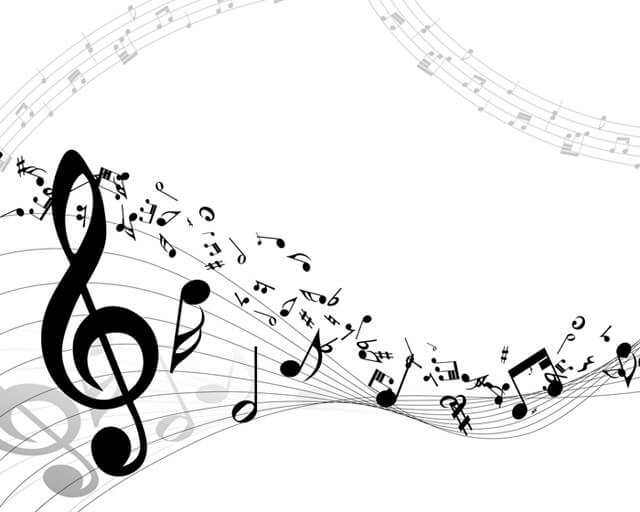 Musical notes flying