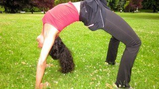 Eva Fruit practices yoga