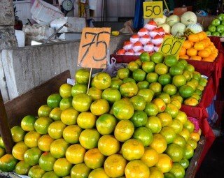 Citrus stacked at Muang Mai Market in Chiang Mai, Thailand