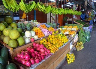 Mixed fruits at a Muang Mai Market stall in Chiang Mai, Thailand