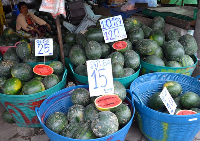 A watermelon market at Muang Mai Market in Chiang Mai, Thailand
