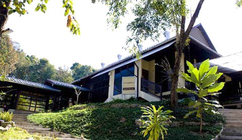 Photographed are part of the ground at the Vipassana meditation retreat in Kanchanaburi, Thailand