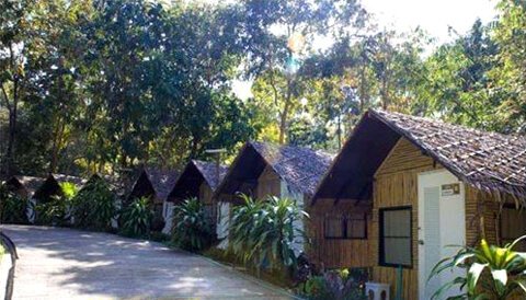 Men's bungalows at the Vipassana meditation retreat in Kanchanaburi, Thailand