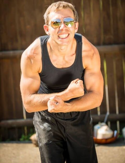 Mike Vlasaty poses at the 2013 Woodstock Fruit Festival