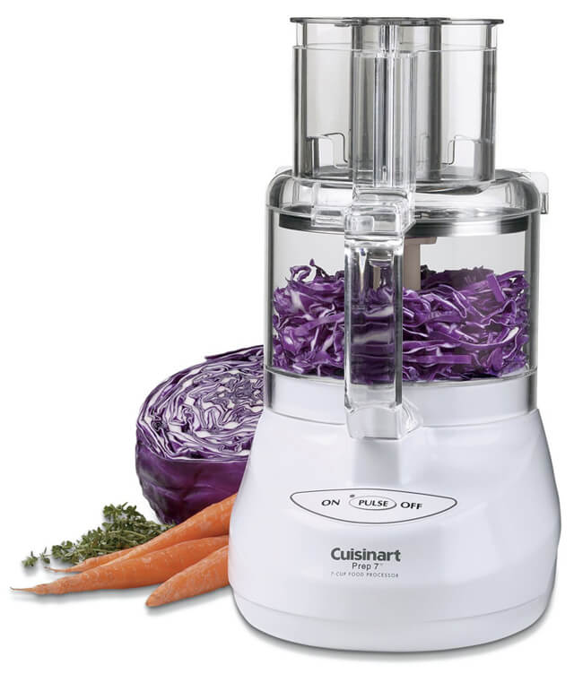 Cuisinart food processor against a white background