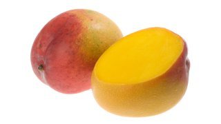 Two mangoes with white background