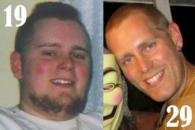 Josh Tiska before and after a low-fat raw vegan diet
