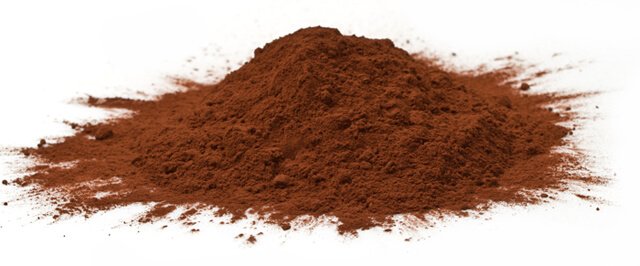 Cacao powder against white background