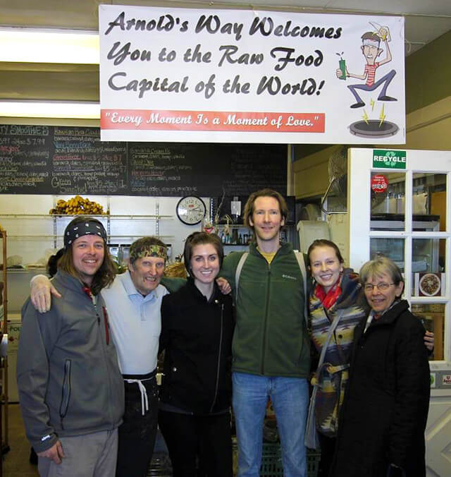 Dan McGrogran and the Nucleus Raw Foods crew visits Arnold's Way with Arnold Kauffman and Brian Rossiter
