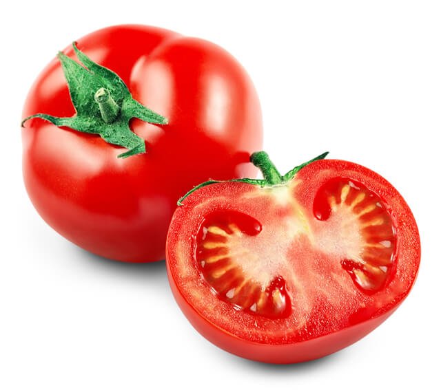 Tomatoes against a white background