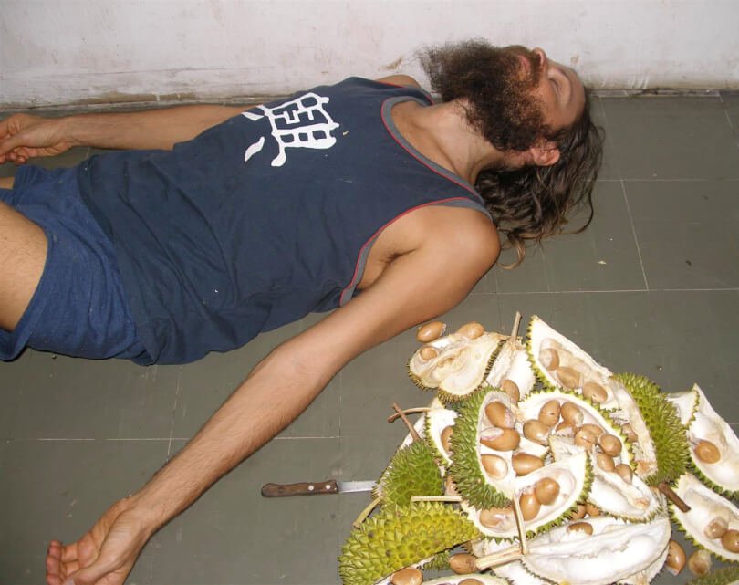 Mango Wodzak lying beside eaten durians - Fruit-Powered