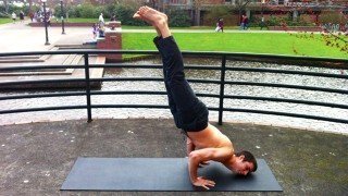 Benjamin Beeler practicing fallen angel pose