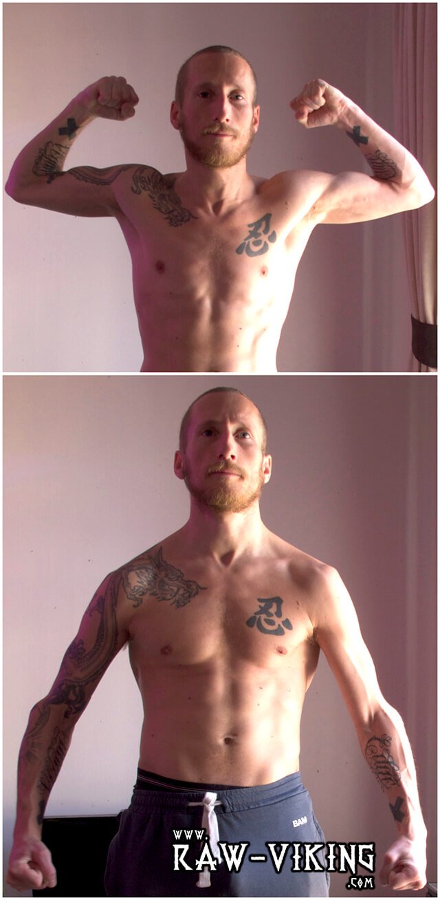 Rob "Freedomfighter" Rehnmark flexes his muscles and displays his physique