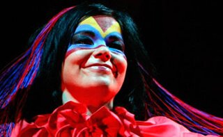 Bjork wearing paint on her face