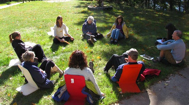Ellen Livingston leads a session during a retreat