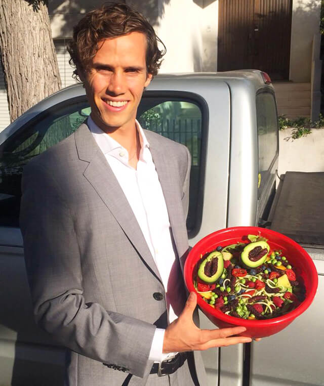 Robby Barbaro shows a salad