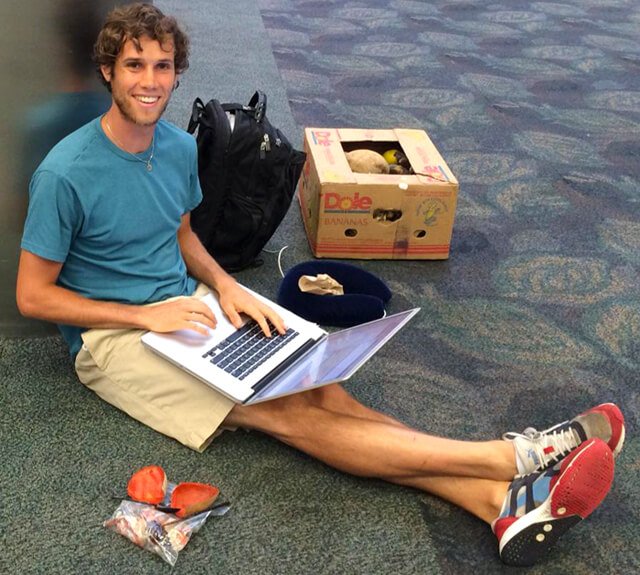 Robby Barbaro travels with fruits in a box