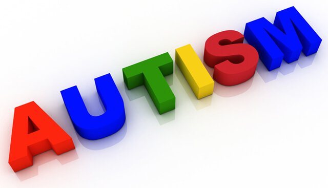 The word "autism" is displayed in colored block letters