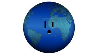 An electrical outlet in a globe