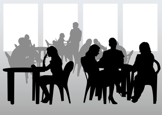 Illustration of a silhouette of restaurant diners