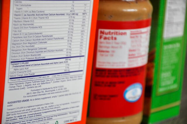 List of ingredients on a food package