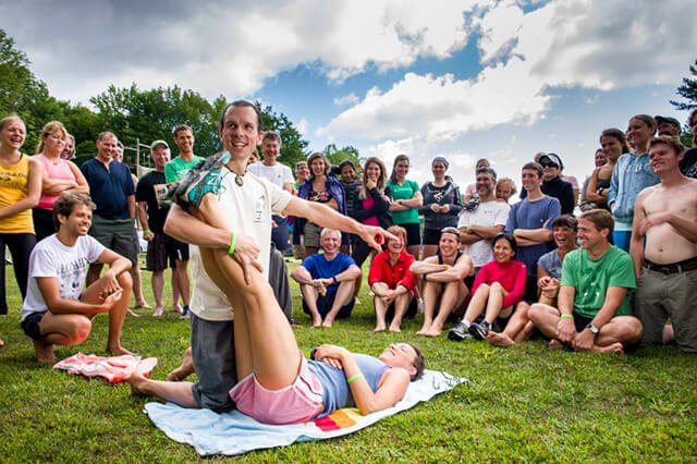 Dr. Samuel Mielcarski leads an exercise class