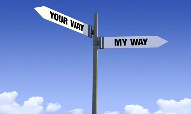 Street sign saying "Your Way" and "My Way"