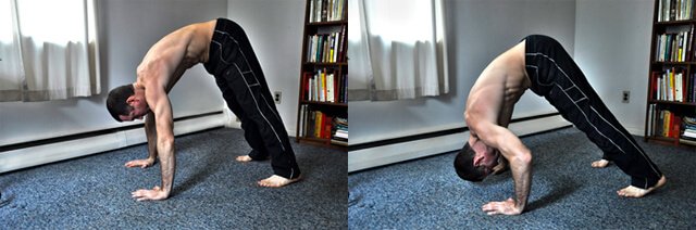 Korey Constable performs pike push-ups