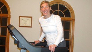 Cassandra Glynn Kutner walks on a treadmill