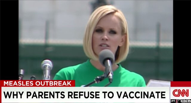 Screenshot of Jenny McCarthy on CNN in a vaccination story
