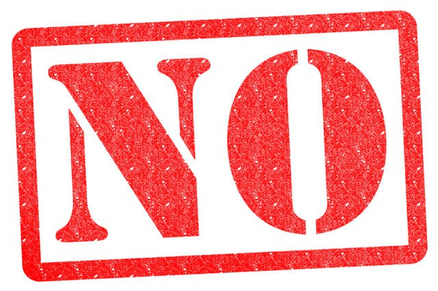 The word "no" in red stamp letters
