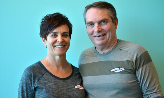 Joan and Fran Adams are photographed at the Egoscue Philadelphia clinic