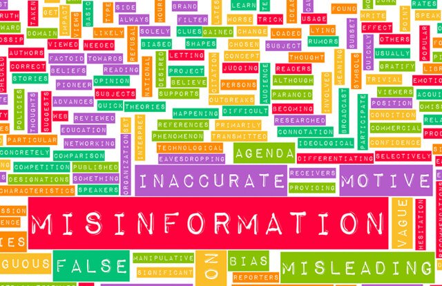 A word cloud focused on the word "misinformation"