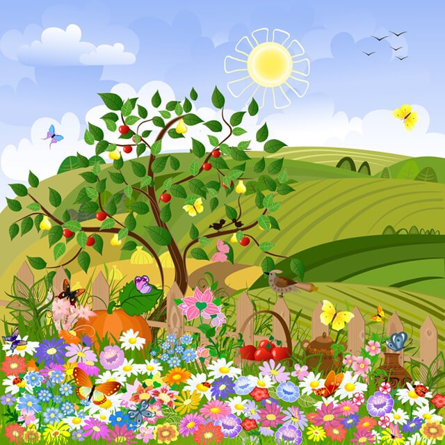 Illustration of a rural landscape