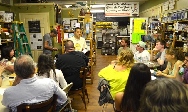 John Fallucca speaks at the May 2015 Arnold's Way potluck
