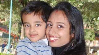 Anjali and Manikya Sanghi embrace