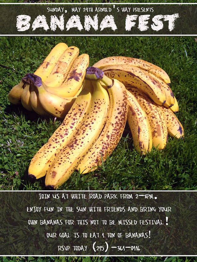 Flier for the 2015 Banana Fest, sponsored by Arnold's Way