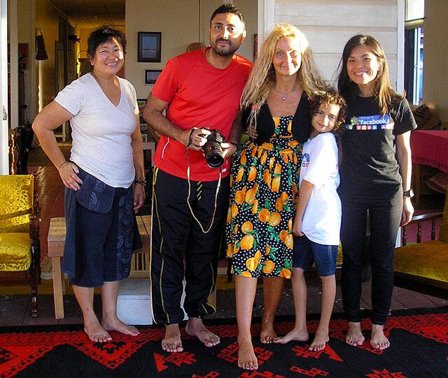 Anne and Cappi Osborne with Mewsum Wong at Kemariah Duraman's homestay in Brunei