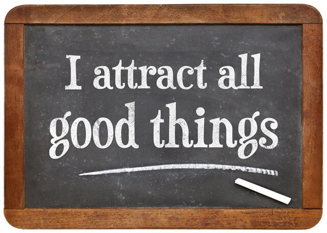 "I attract all good things" written in chalk