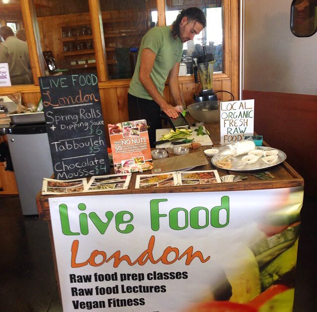 Jon Kozak prepares food at Live Food London