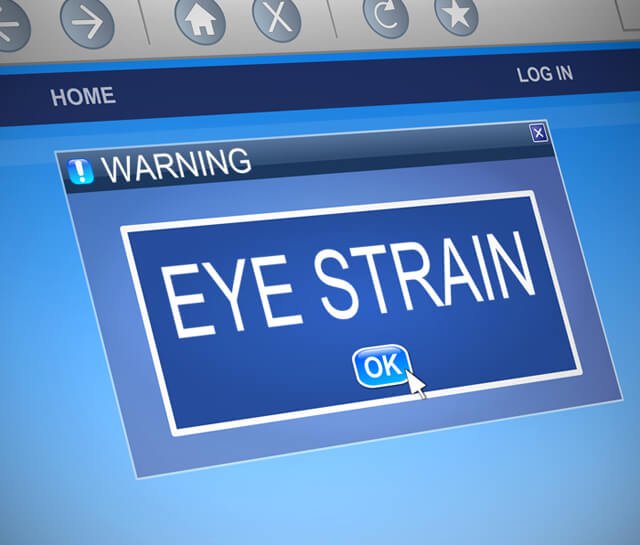 Illustration of computer alert for eye strain